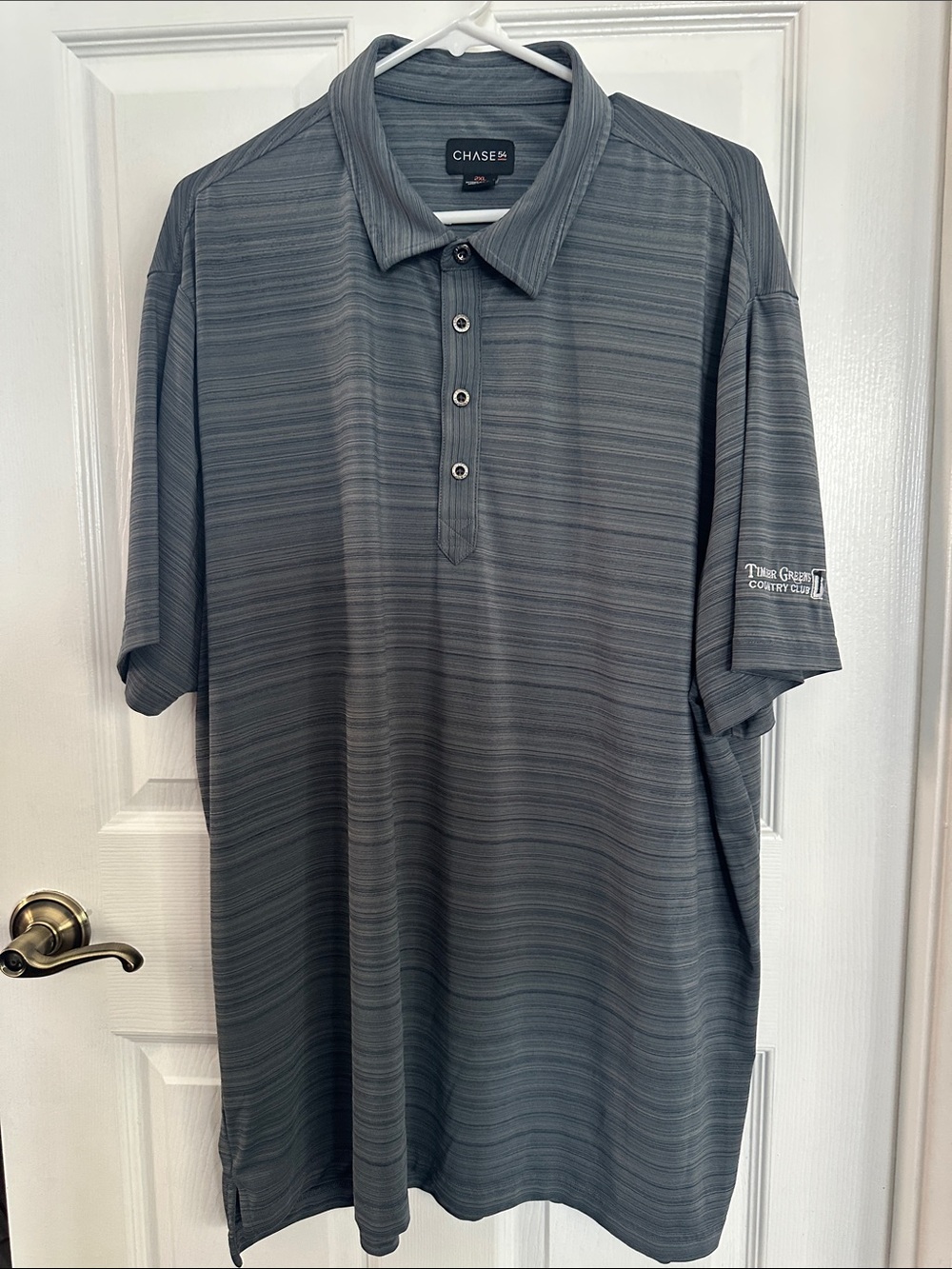 CHASE Men's Gray Striped Performance Polo